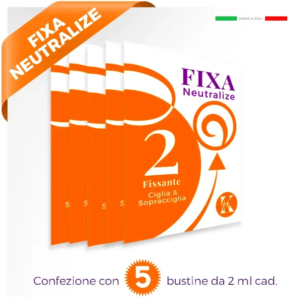 5 bustine per crema cosmetica color arancio in piedi con scritta laterale