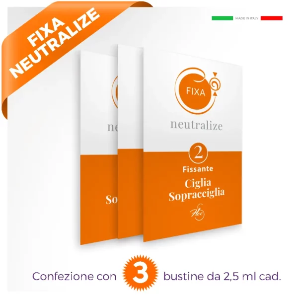 3 bustine per crema cosmetica color arancio in piedi con scritta laterale