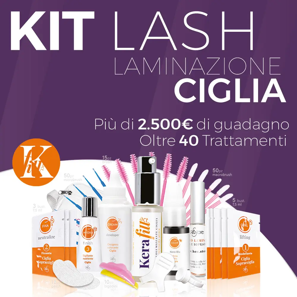 prodotti cosmetici ciglia in piedi con sfondo viola e bianco