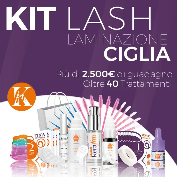 prodotti cosmetici ciglia in piedi con sfondo viola e bianco