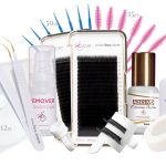 insieme di prodotti a ventaglio per l'applicazione extension ciglia