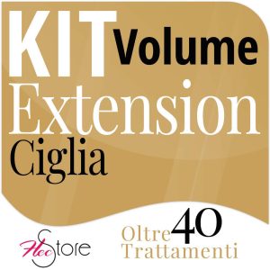 immagine color oro con scritta che presenta il Kit Extension Ciglia Volume