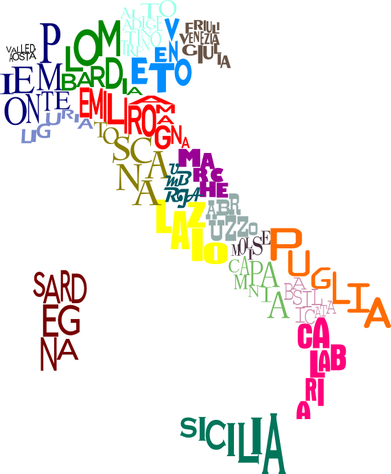nomi regioni su mappa italia