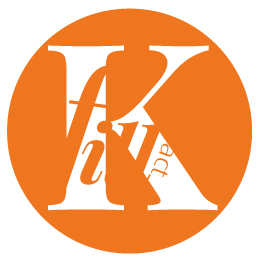 cerchio arancione con lettera K interna bianca