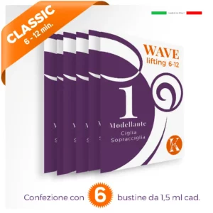 bustina per crema cosmetica arancione con scritta Classic