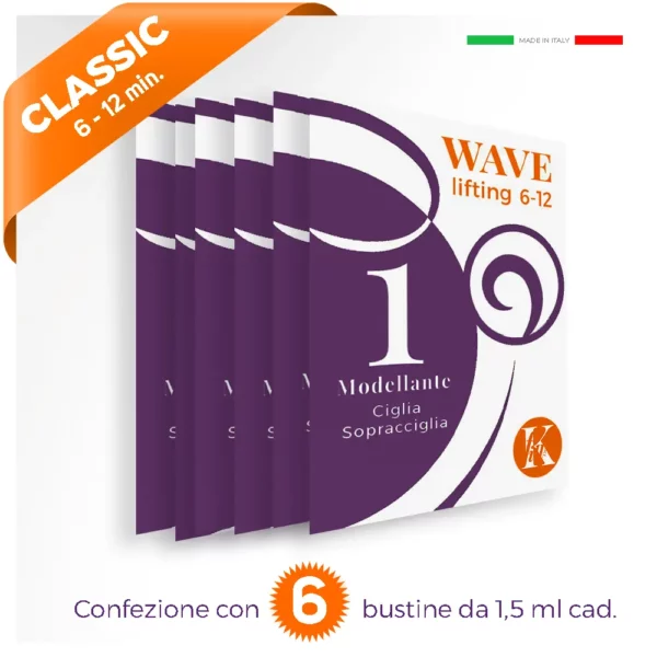 bustina per crema cosmetica arancione con scritta Classic