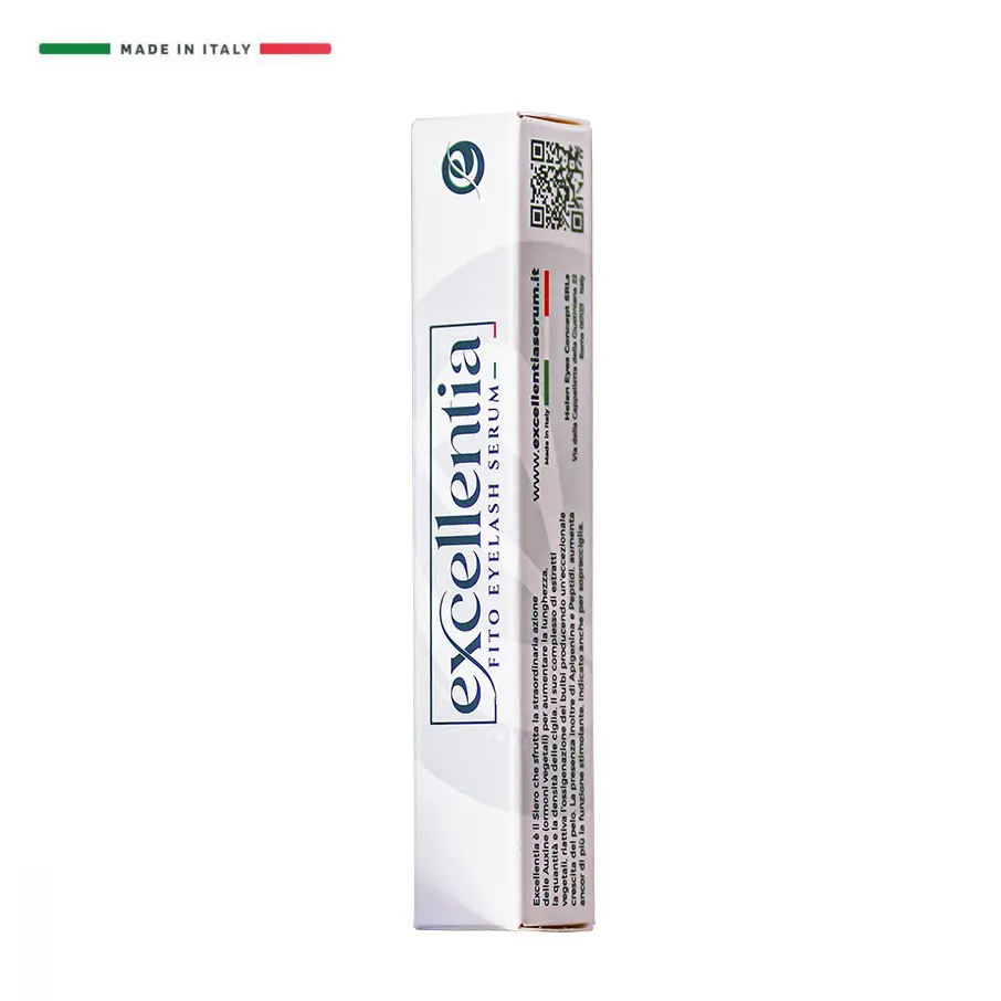 Excellentia Siero ricrescita Ciglia scatolina copia confezione scatolina bianca siero ciglia in piedi