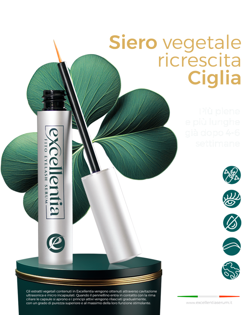 contenitore cosmetico siero ciglia in piedi con foglia dietro