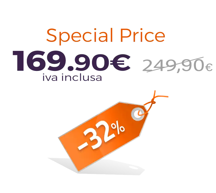 scritta special price arancione e prezzo con cartellino stilizzatoarancione