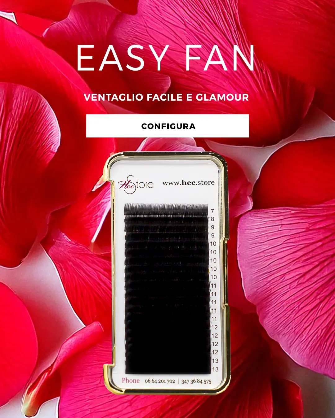 una scatolina ciglia finte con sfondo floreale rose