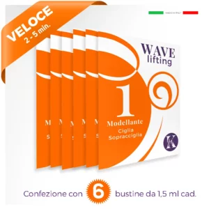 bustina per crema cosmetica arancione con scritta veloce