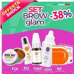cinque prodotti cosmetici in piedi con fondo verde e llla con scritta -26%