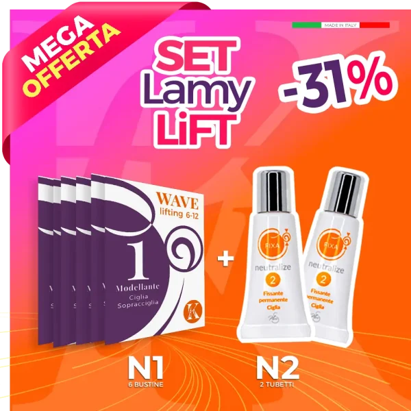 2 prodotti cosmetici in piedi con fondo rosso con scritta -231%