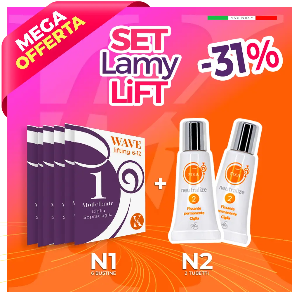 2 prodotti cosmetici in piedi con fondo rosso con scritta -231%