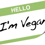 label verde con scritta i'm vegan