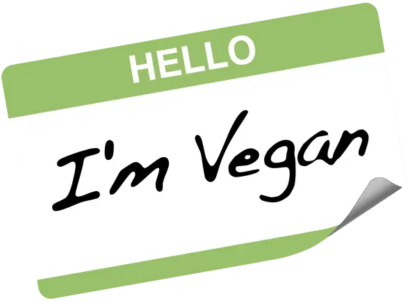 label verde con scritta i'm vegan