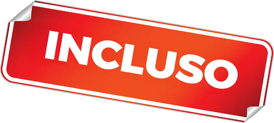 rettangolo rosso effetto sticker con scritta incluso