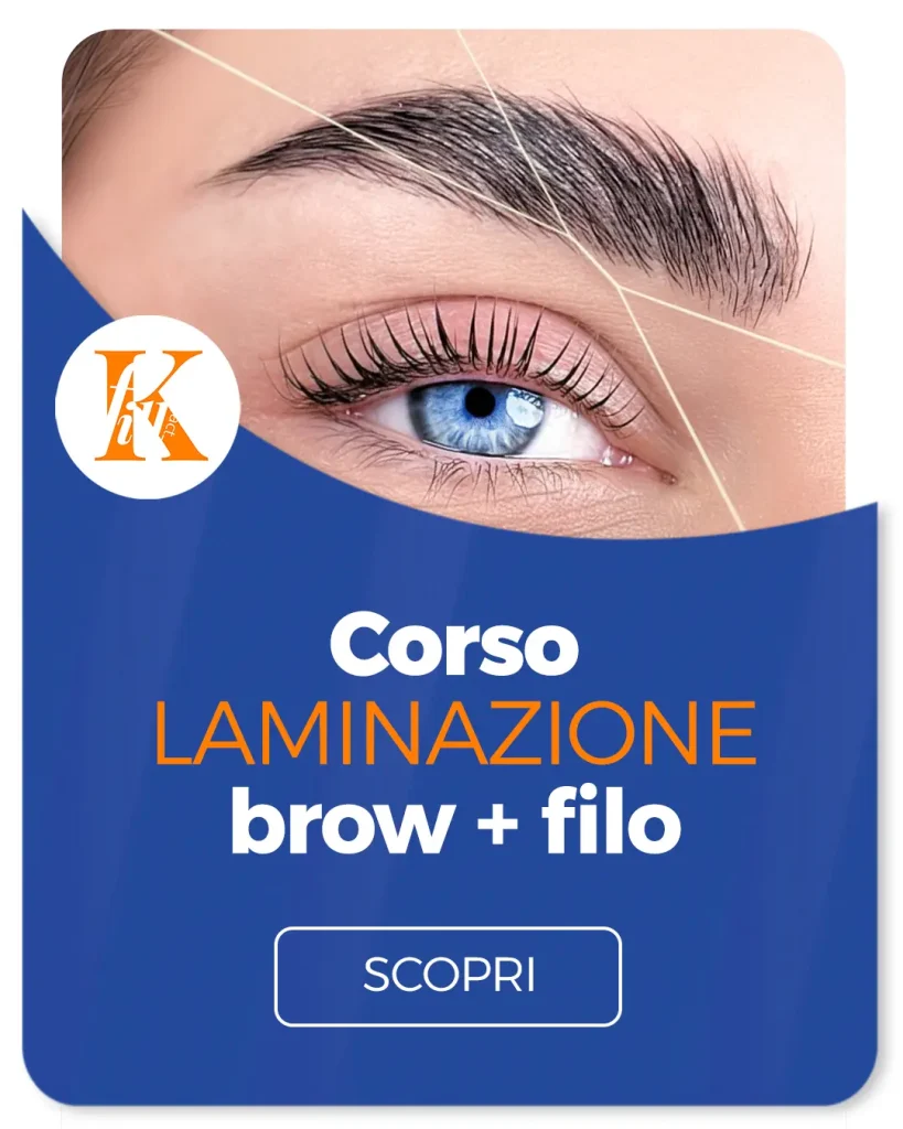 rettangolo azzurro con foto occhio e scritta corso lbrow + filo in bianco